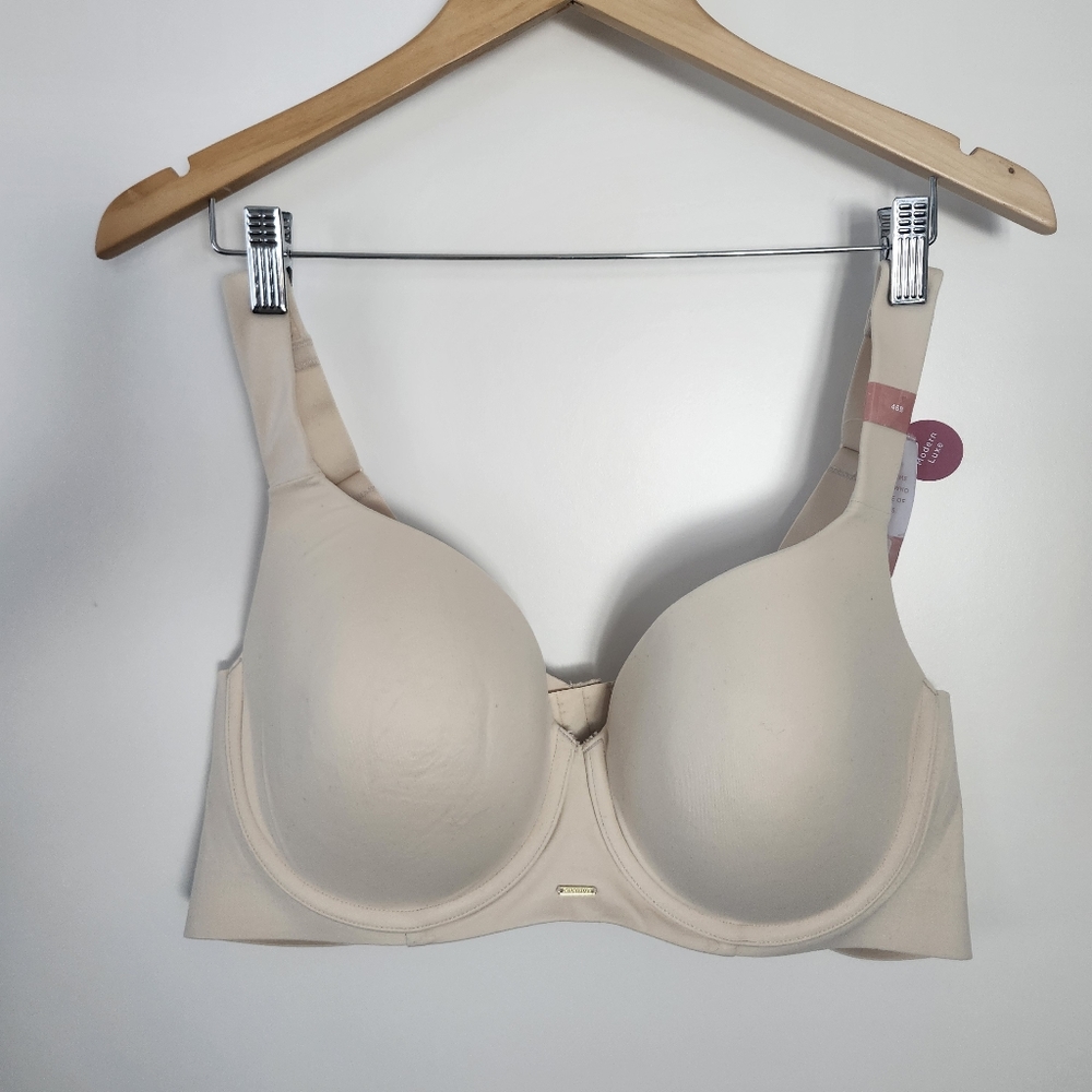 CACIQUE Women's Lightly Lined Balconette‎ Wired Bra 46B Light Cream NEW